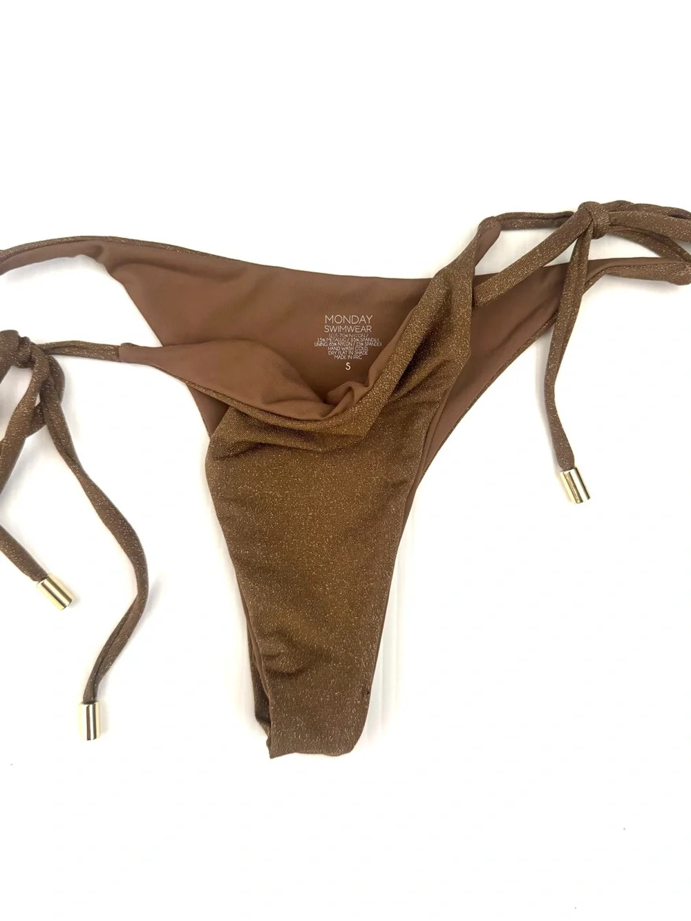 MONDAY Swimwear Shimmery Metallic Bronze Two Piece Bikini Set Size S/M